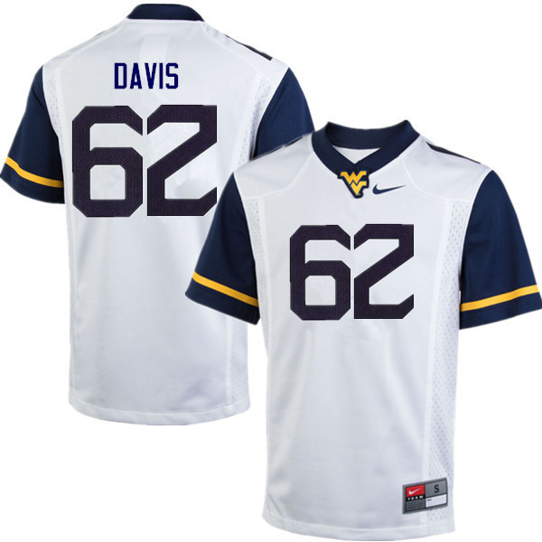 Men #62 Zach Davis West Virginia Mountaineers College Football Jerseys Sale-White